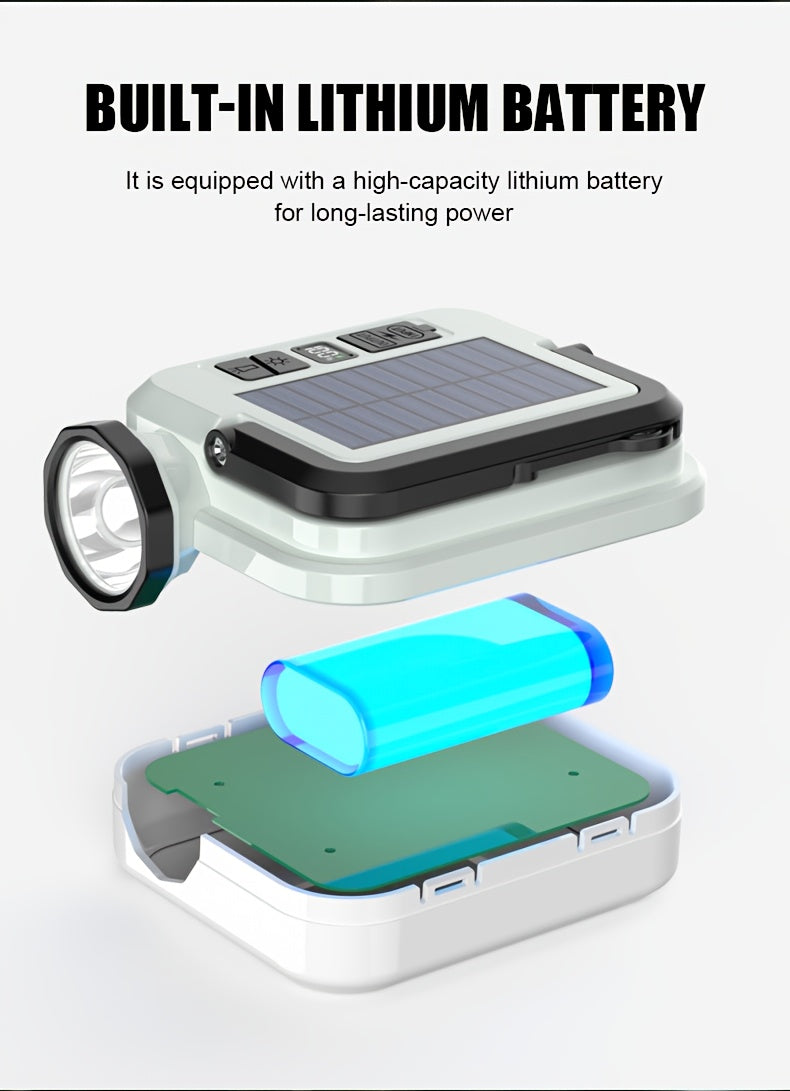 Solar Rechargeable Flashlight Ultra Bright – 3600mAh Lithium Battery, 8 Lighting Modes, Hidden Hook, Portable Camping Flashlight for Camping, Climbing, Fishing & Emergency, Great Gift for Men
