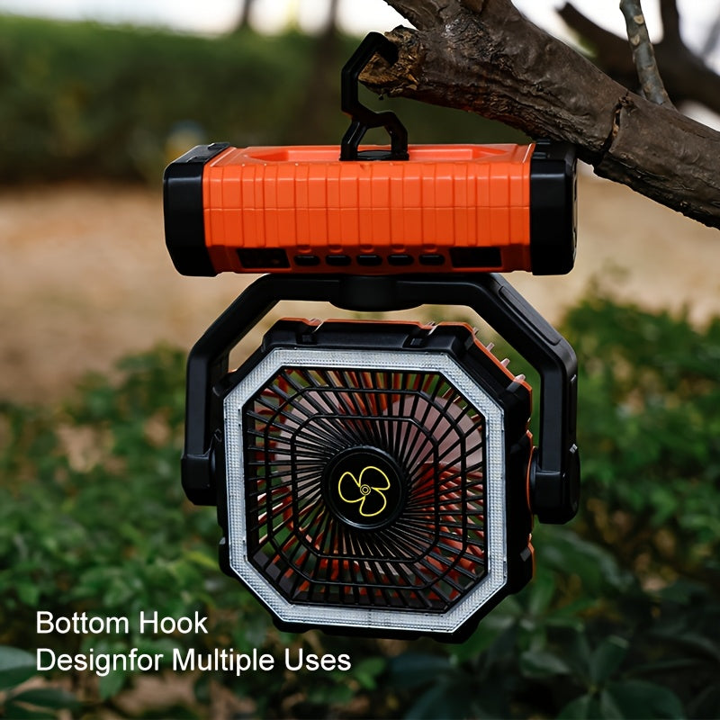 20000mAh Portable Camping Fan with LED Light USB Rechargeable – Battery Powered Tent Fan for Outdoor Hiking Fishing Travel