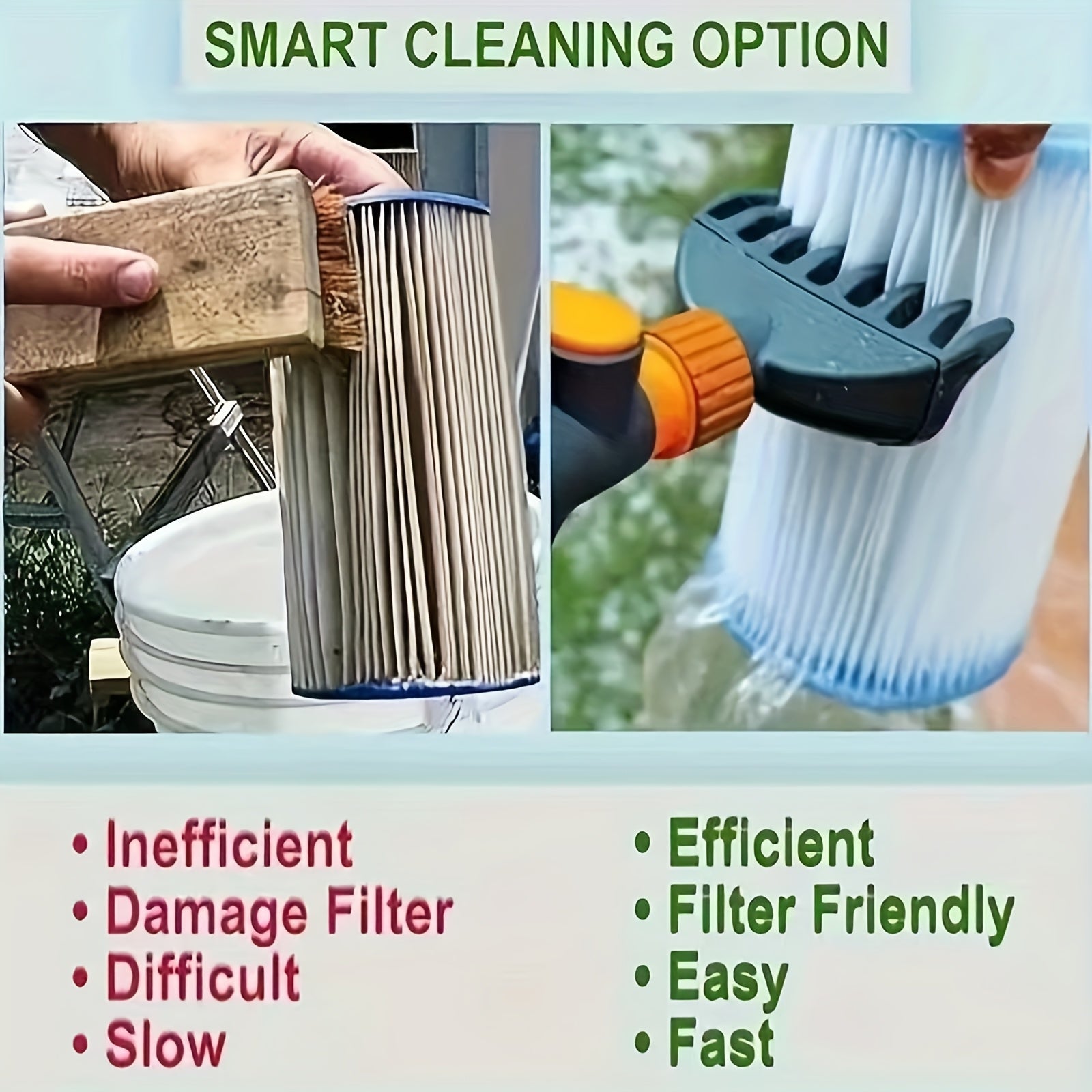 Pool & Spa Filter Cleaner Tool Heavy Duty Ergonomic Handle – Rapid Cartridge Cleaning for Swimming Pool Hot Tub Spa Compatible with Sand DE Cartridge Filters