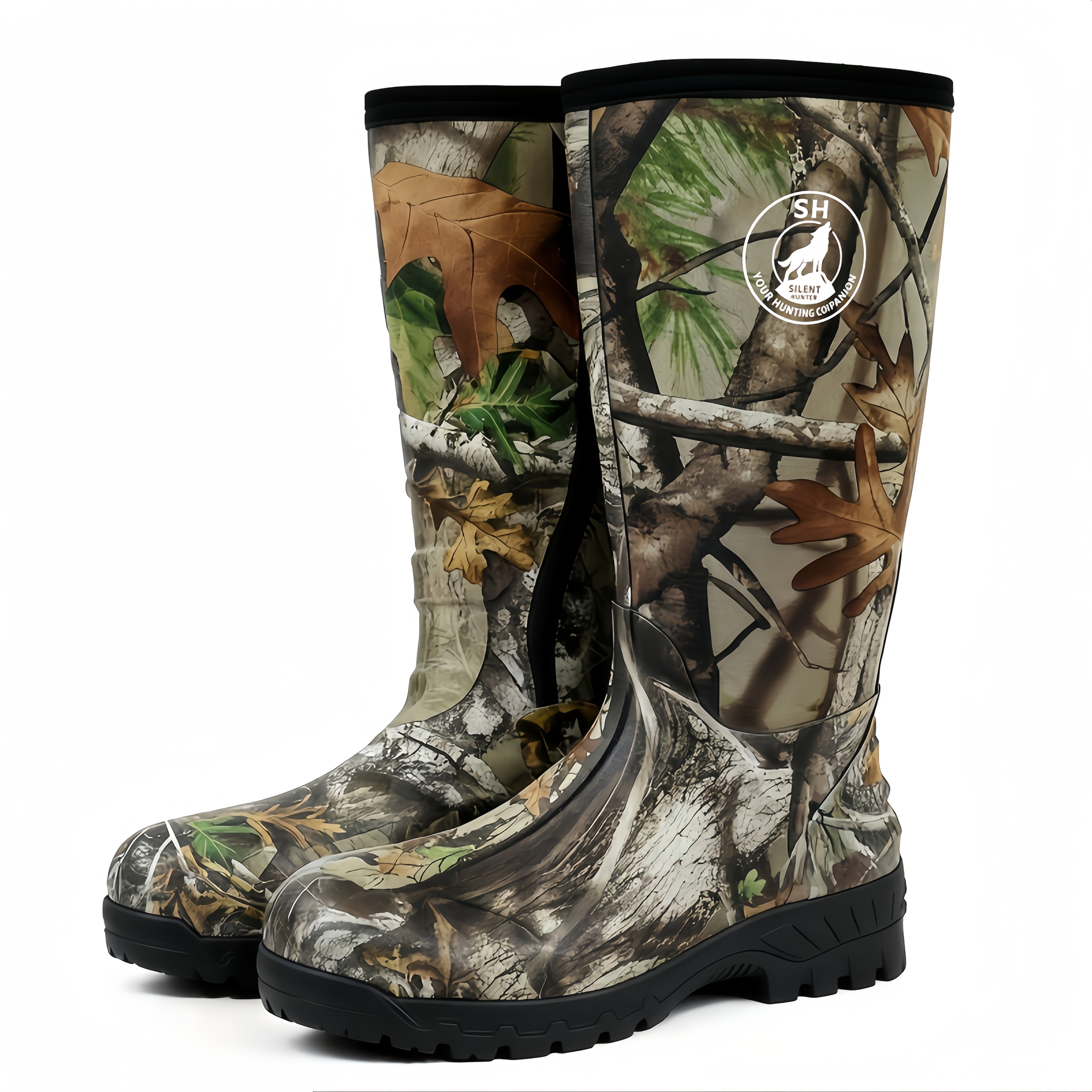 Men's 6mm Neoprene Insulated Hunting Boots – Waterproof Camouflage Rubber Boots with Non-Slip Sole, Slip-On Outdoor Boots for Duck Hunting Fishing Hiking Farming, Sizes US 8-14
