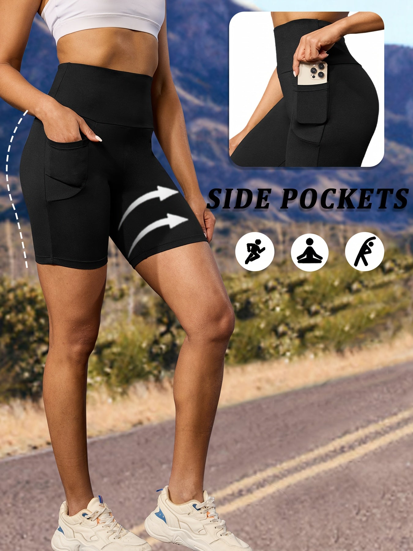 Women's Biker Shorts with Pockets 5 Pack - High Waist Tummy Control No See-Through Workout Shorts, 6" Inseam, Super Soft Stretchy Athletic Shorts for Running Yoga Gym Training, XS-XXL