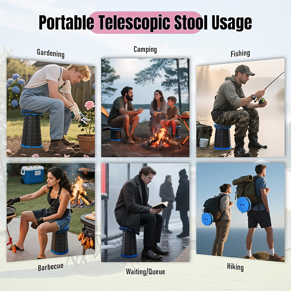 Portable Folding Camping Stool - Lightweight Plastic Outdoor Seat for Camping, Fishing & Travel | Waterproof, Durable with Carrying Handle & Compact Storage Design