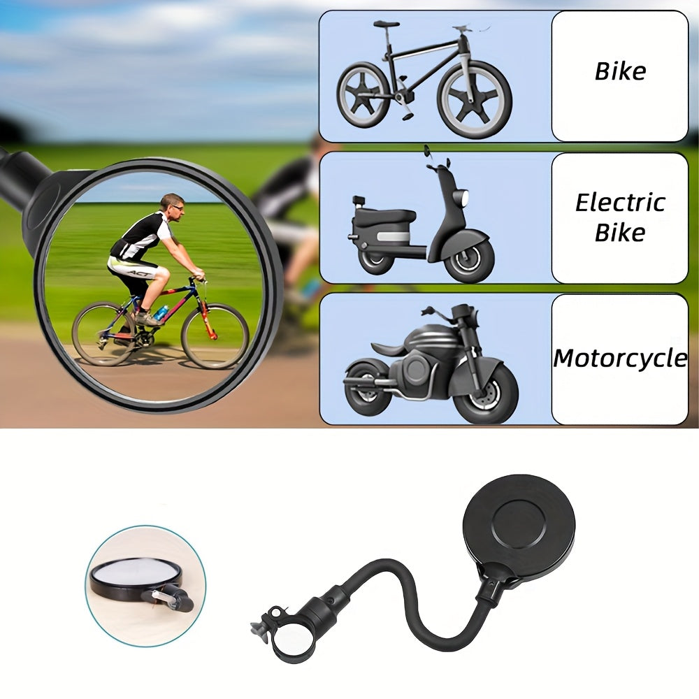 Bicycle Rearview Mirror with Built-In Bell – 360° Rotatable Handlebar Mount, Wide-Angle Convex Lens & Shatterproof Glass for Road & Mountain Bikes, Single or 4pcs Set