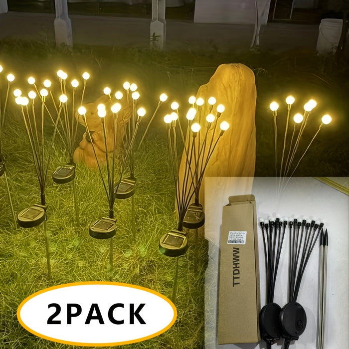 Solar Garden Lights Outdoor Waterproof IP65 LED Firefly Ground Stake Lights 8 Lumens Warm White Solar Lawn Lights for Yard Patio Pathway Landscape Decoration 2 Pack