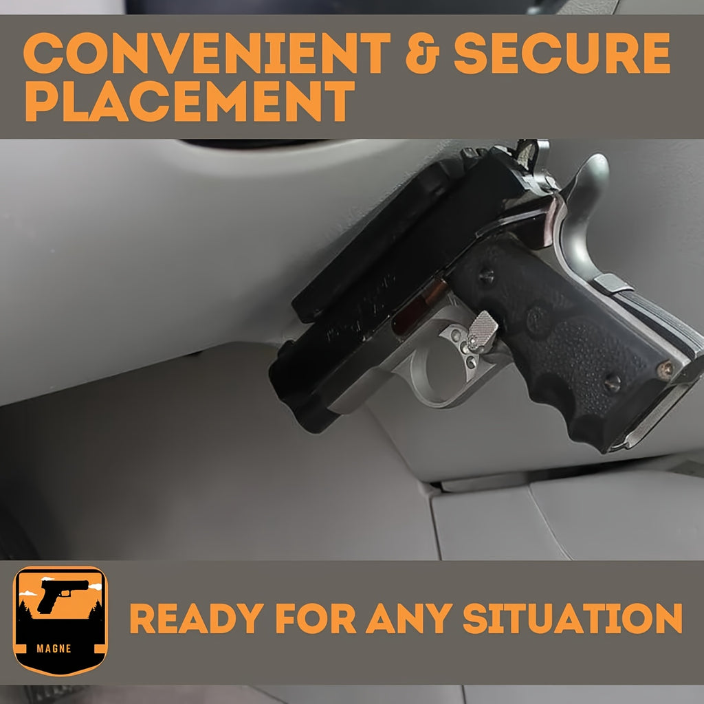 Magnetic Pistol Holster Mount 30 Lbs – Rubber Coated Gun Magnet for Car Truck Vehicle Wall Table Home Concealed Carry Quick Draw