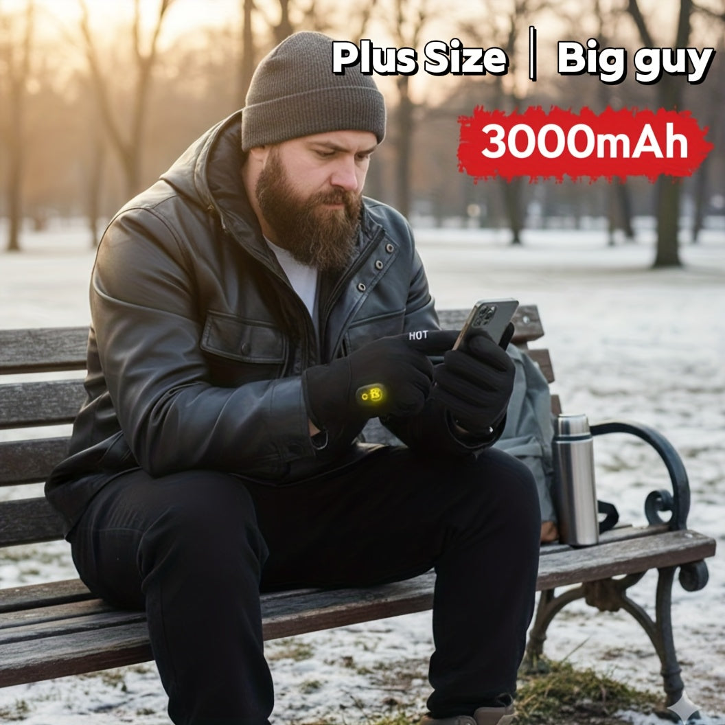 Electric Heated Gloves 3000mAh Rechargeable Hand Warmer Gloves Detachable Fingers 3 Heat Settings Washable Battery Heated Gloves for Cycling Gaming Outdoor Winter Men Women