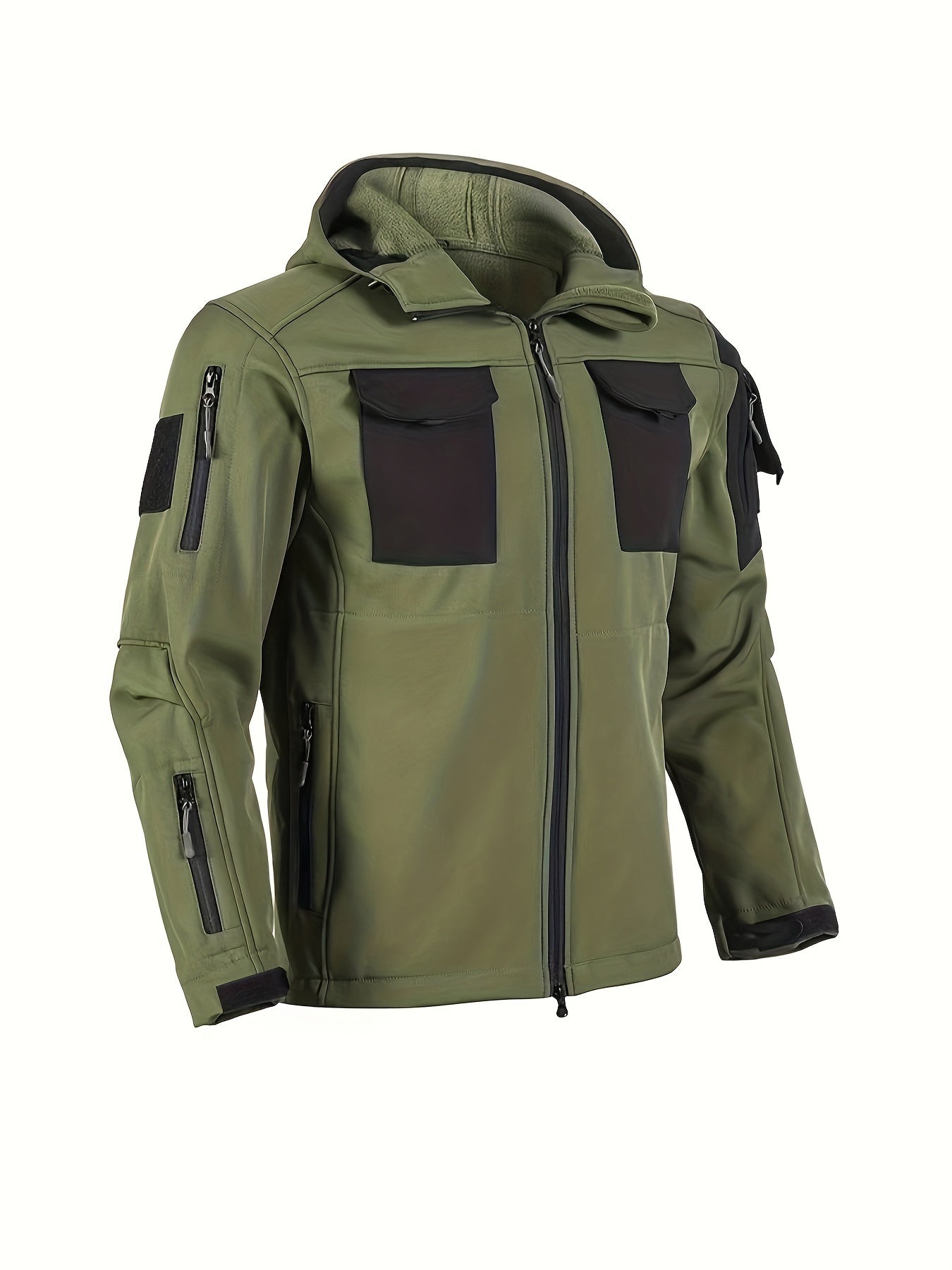 Men's Tactical Jacket Windproof Ripstop Hooded Shell Jacket with Multiple Utility Pockets for Camping Survival Hiking Outdoor Training Sizes S-XXXL Black Green Grey
