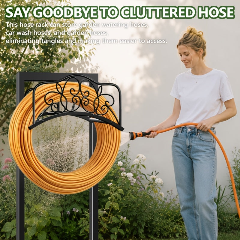 Garden Hose Holder Freestanding – Heavy-Duty Metal Hose Rack with Ground Spikes, Rust-Resistant, Detachable Organizer for Outdoor Lawn, Patio & Garden Beds | Multiple Styles