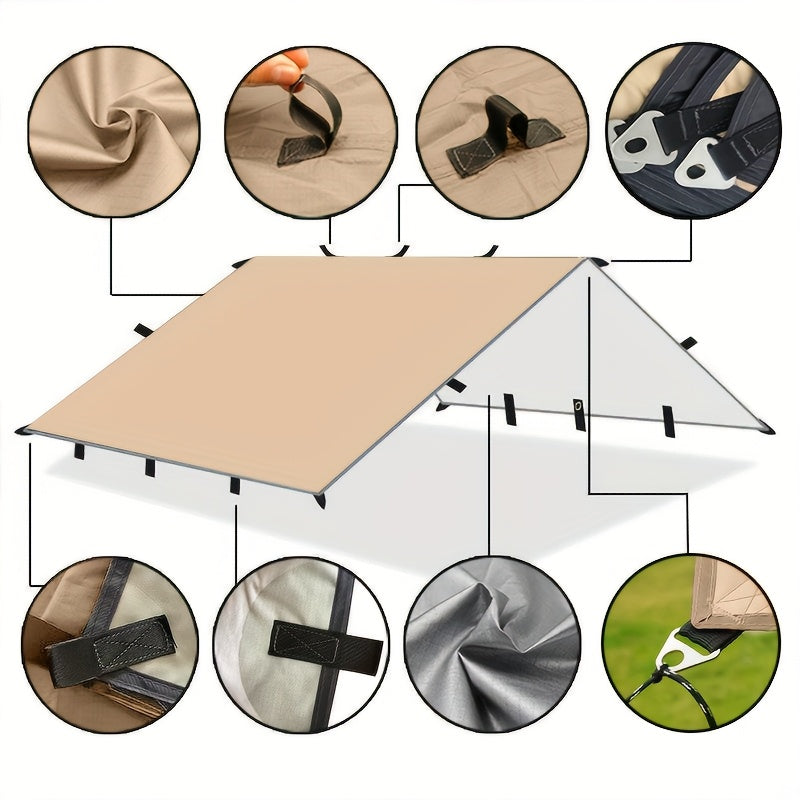Multifunctional Waterproof Camping Tarp 6 Person – 19 Tethering Points Survival Tarpaulin, Rain Fly, Sunshade & Hammock Tent for Hiking, Backpacking, Cycling & All-Season Outdoor Use