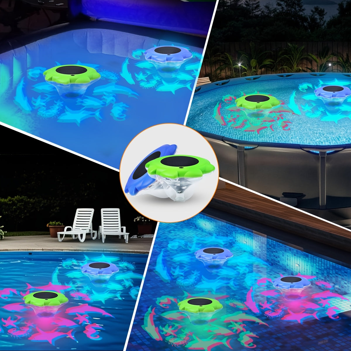Solar Floating Pool Lights IP68 Waterproof with Multiple Dynamic Modes, Underwater LED Light for Swimming Pool Pond Fish Tank Bathtub, Colorful Solar Powered Pool Decoration for Party Ambiance