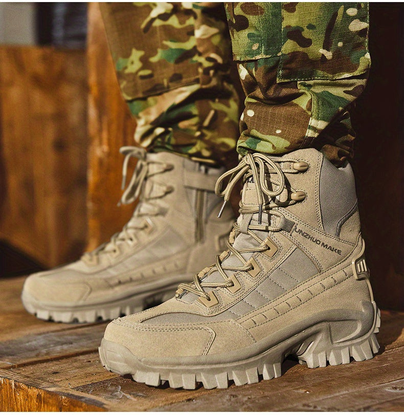 Men's High-Top Tactical Hiking Boots – Lightweight Slip-Resistant All-Season Boots for Outdoor Hiking, Hunting, Jungle & Adventure Travel, US 7-12, 3 Colors