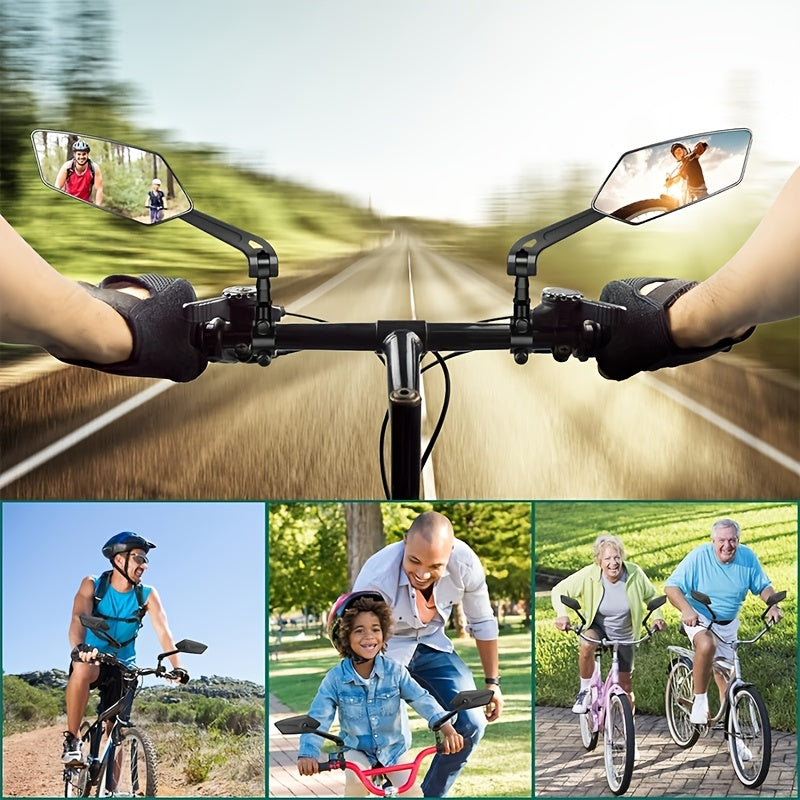 Bike Mirrors 2-Pack HD Rearview – 360° Adjustable & Foldable Handlebar Mirrors for Bicycle, Ebike, Motorcycle & Scooter | Scratch-Resistant HD Glass, High-Speed Stable, Easy Install