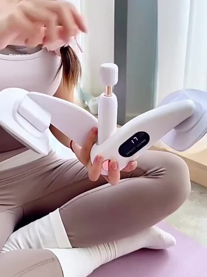 Pelvic Floor Trainer Hip & Thigh Toner with Rep Counter – Adjustable Resistance Inner Thigh Glute Exerciser for Women Home Fitness Postpartum Recovery – With Massage Ball & Resistance Bands