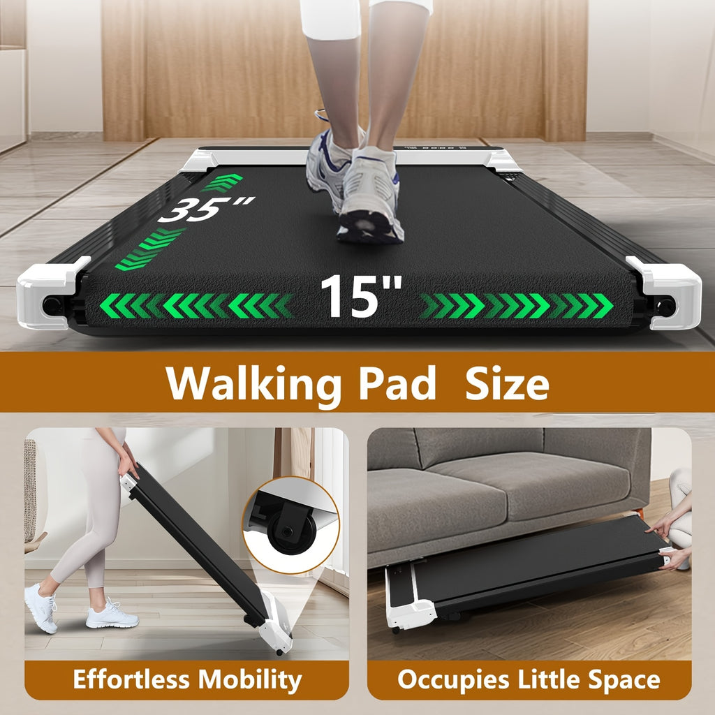 Foldable Treadmill Walking Pad with Incline & Handles – 300 Lbs Capacity, Portable Under Desk Compact Design for Home Gym & Office, Quiet Low-Impact Cardio Machine