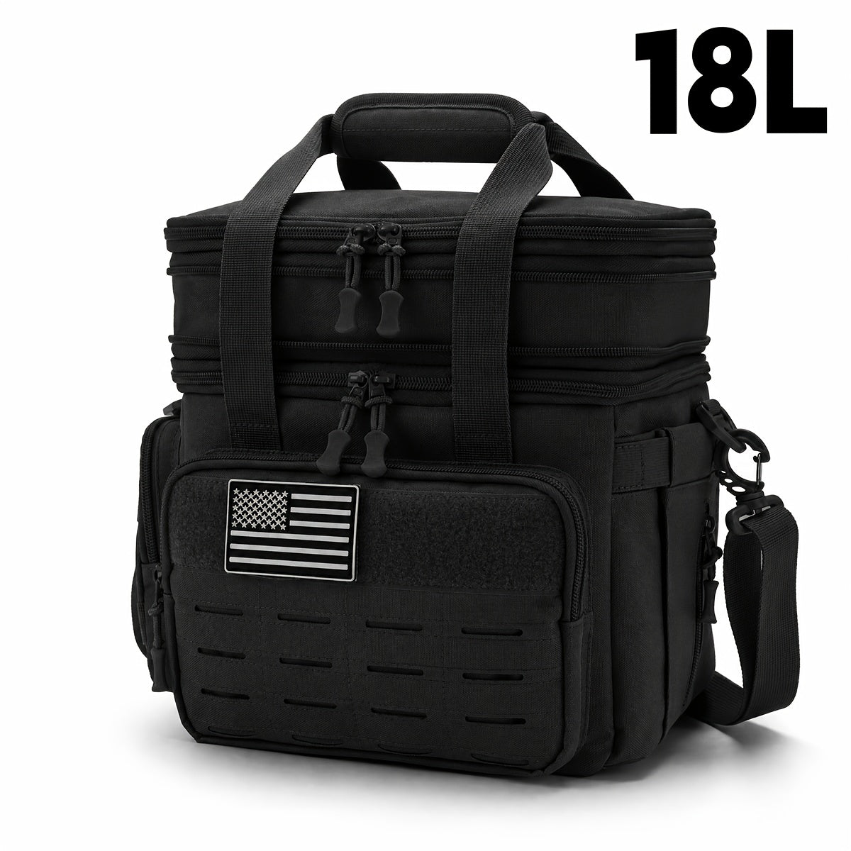 Tactical Insulated Lunch Bag for Men Women with MOLLE Webbing – Large Leakproof Cooler Bag 18L / 3.7gal Expandable Double Compartment Meal Prep Bag for Work Camping Hiking Picnic