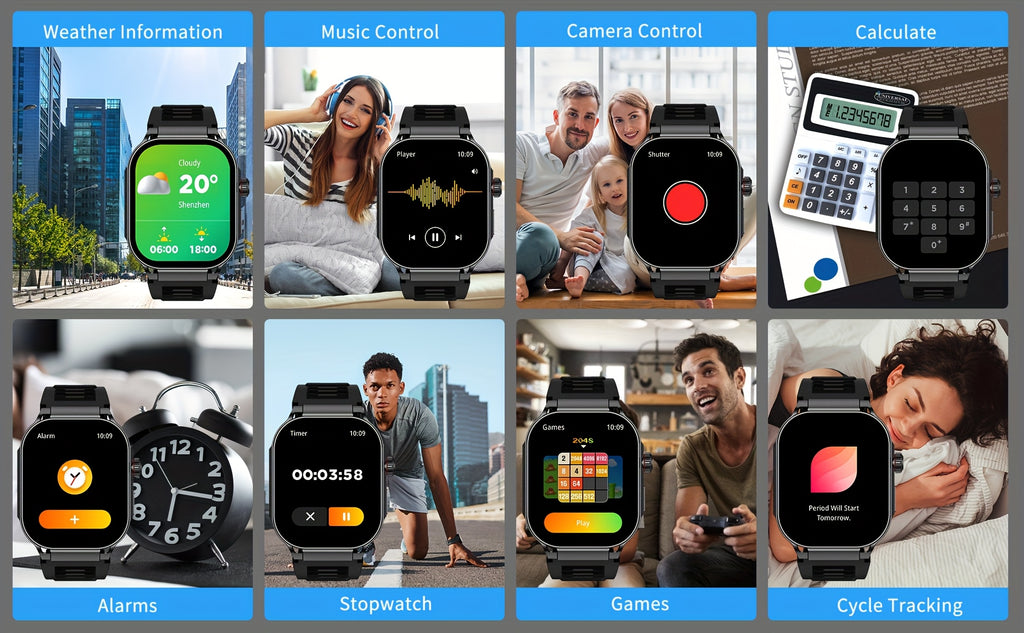 Smartwatch with 2.1" HD Full-Screen Display – 123+ Sports Modes, Bluetooth 5.3, Wireless Calls, AI Voice, 400mAh Battery, Fitness Tracker for Men & Women, 3 Colors