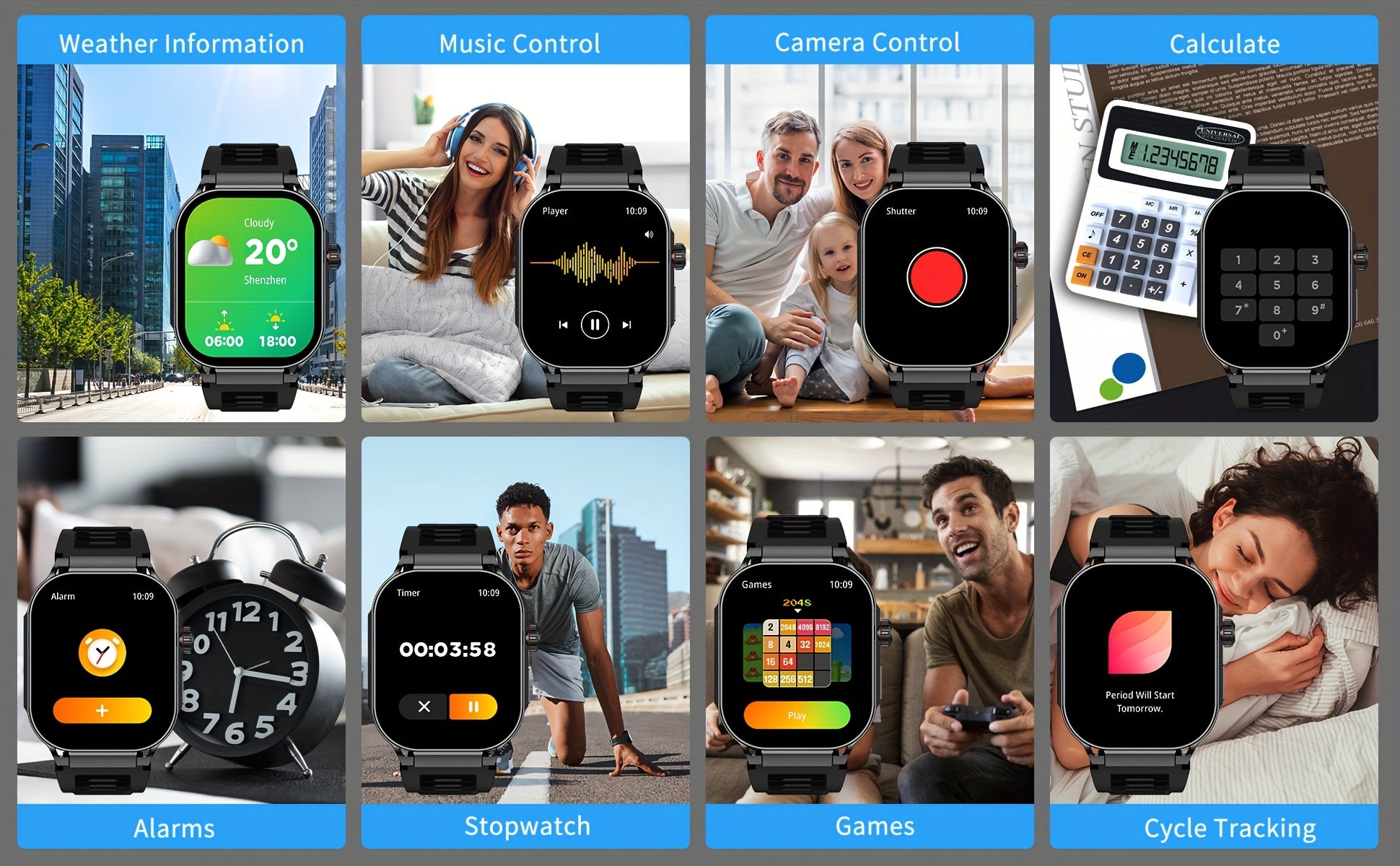 Smartwatch with 2.1" HD Full-Screen Display – 123+ Sports Modes, Bluetooth 5.3, Wireless Calls, AI Voice, 400mAh Battery, Fitness Tracker for Men & Women, 3 Colors