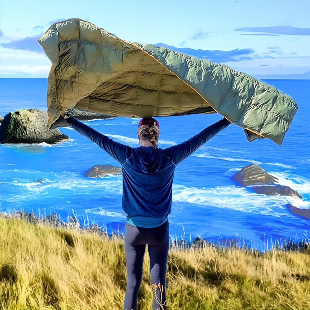 Camping Blanket Puffy Waterproof Foldable Lightweight Warm Outdoor Blanket with 3D Eye Mask for Camping Hiking Travel Stadium Beach 55x79in