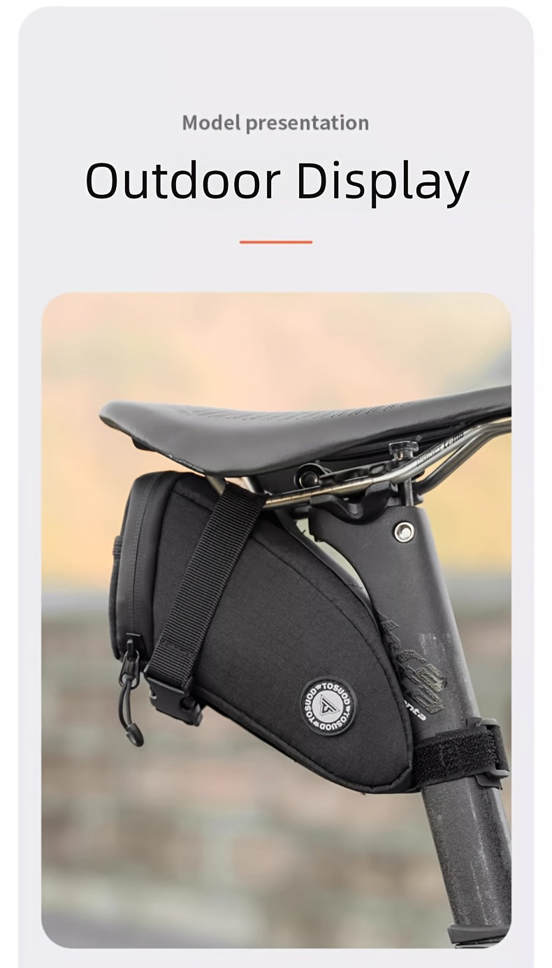 Bike Saddle Bag Large Capacity Waterproof – Reflective Cycling Under Seat Storage Bag for Road & Mountain Bikes with Adjustable Strap