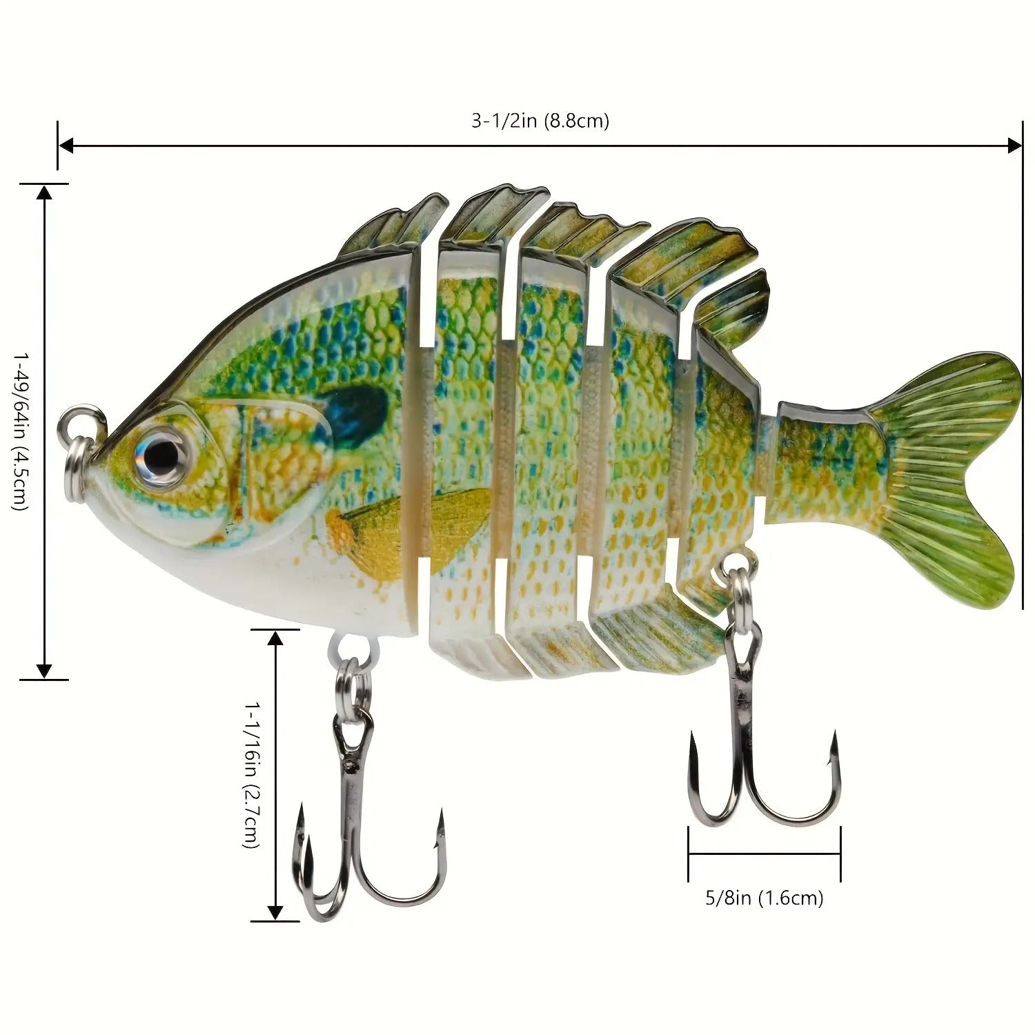 Jointed Topwater Fishing Lures 4-Pack Multi-Joint Hard Swimbait 3.5in Treble Hook – Bass Trout Panfish Bluegill Freshwater Saltwater