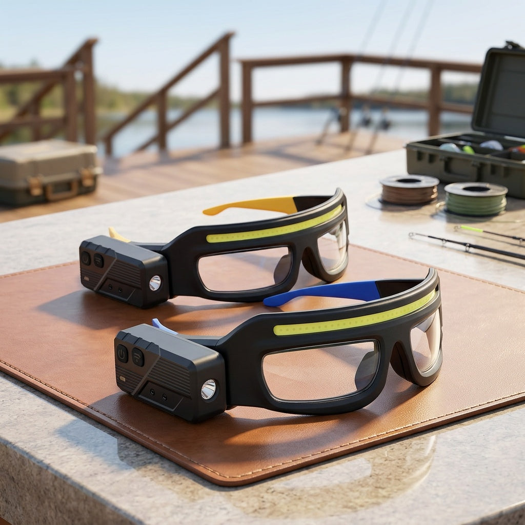 LED Headlamp Head Torch with Rotatable Beam Adjustable Brightness Strobe Mode for Night Running Cycling Fishing Camping Glasses Light Head Mounted Flashlight Yellow Blue