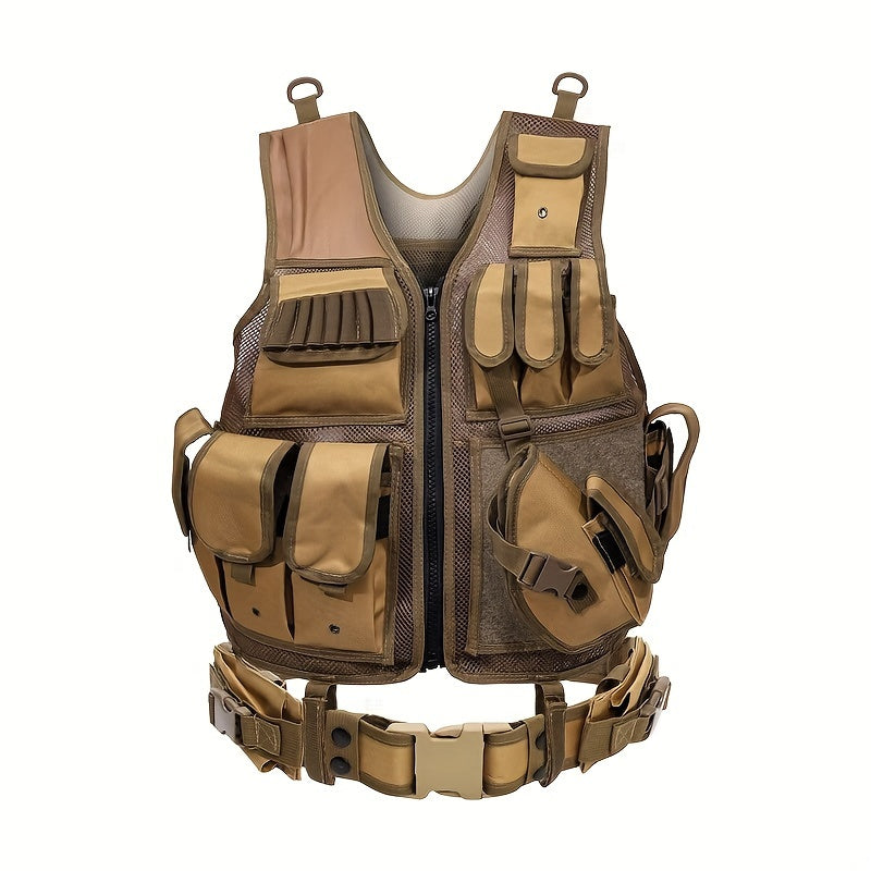 Quick Release Multi-Functional Breathable Outdoor Vest – Camping Hiking Fishing Training Black Khaki Military Green