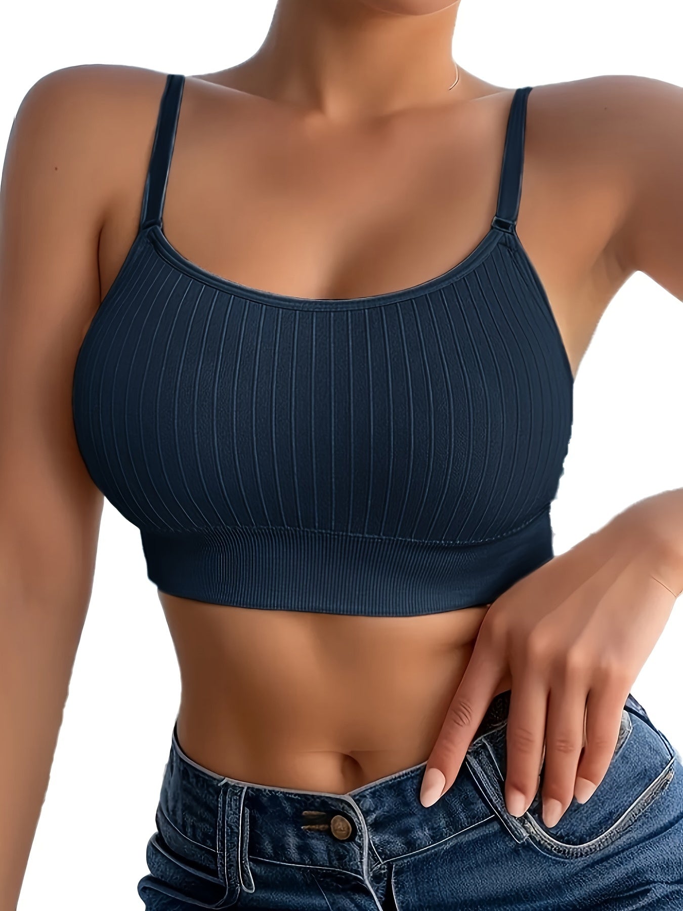 6-Pack Women's U-Back Sports Bra – Adjustable Straps, Removable Padded Cups, Seamless Knit Wireless Bralette for Workout Yoga Everyday Wear, Mixed Colors, Sizes S-XL