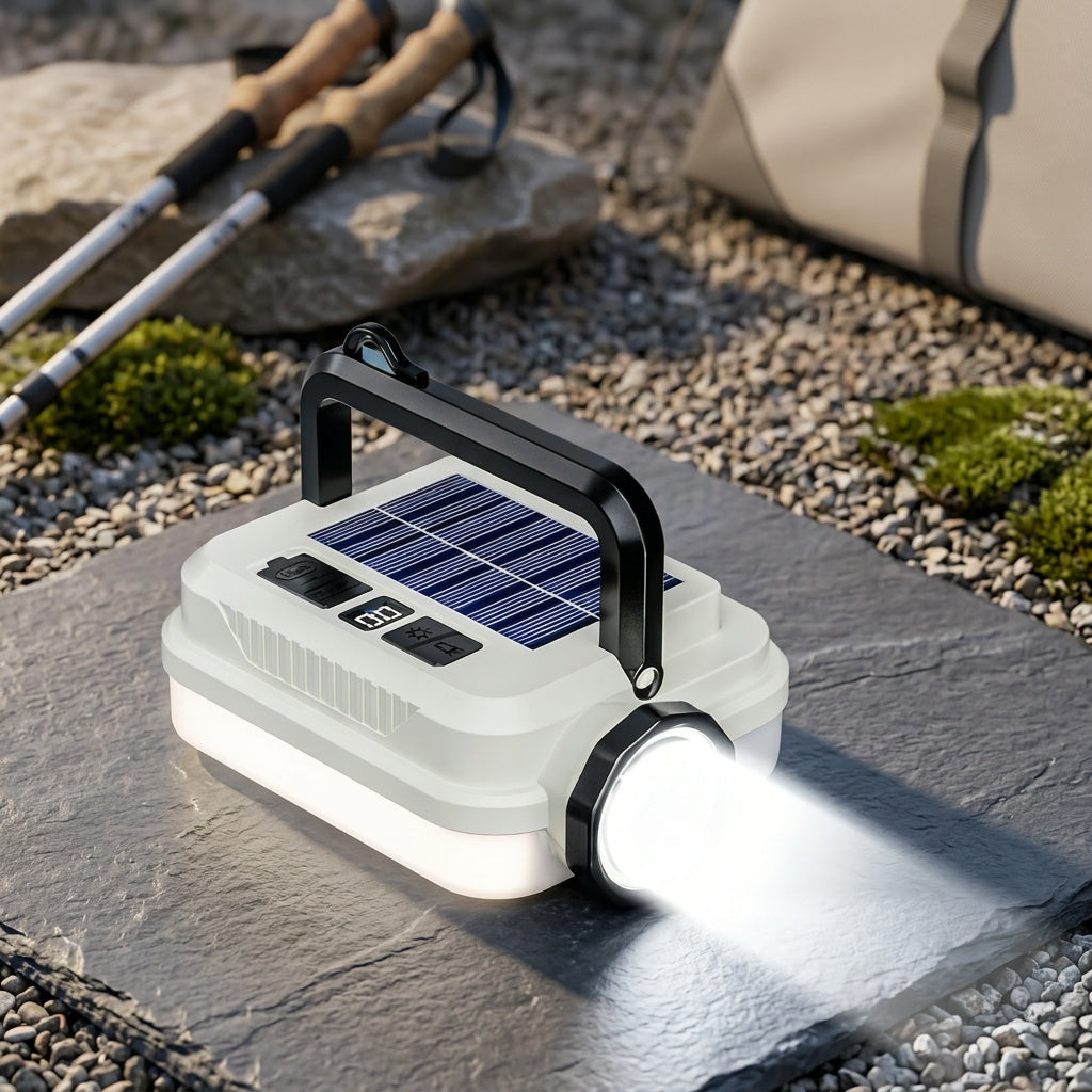 Solar Rechargeable Flashlight Ultra Bright – 3600mAh Lithium Battery, 8 Lighting Modes, Hidden Hook, Portable Camping Flashlight for Camping, Climbing, Fishing & Emergency, Great Gift for Men