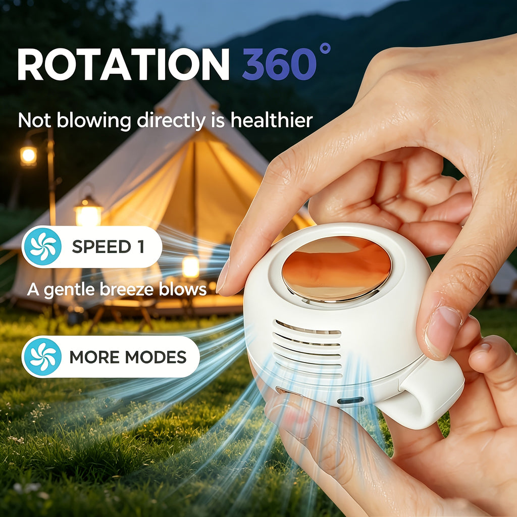 Bladeless Clip-On Fan Portable USB Rechargeable – 360° Rotation Multi-Speed Quiet Personal Cooling Fan for Travel, Camping, Outdoor, Office & Stroller | 1, 2 or 3 Pack