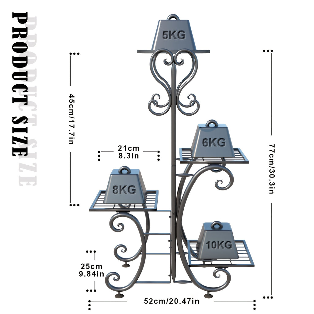 Metal Plant Stand Indoor Outdoor – Multi-Tier Wrought Iron Flower Pot Holder Display Rack for Garden, Patio, Balcony, Corner & Office | 1, 6-Tier Options, Black
