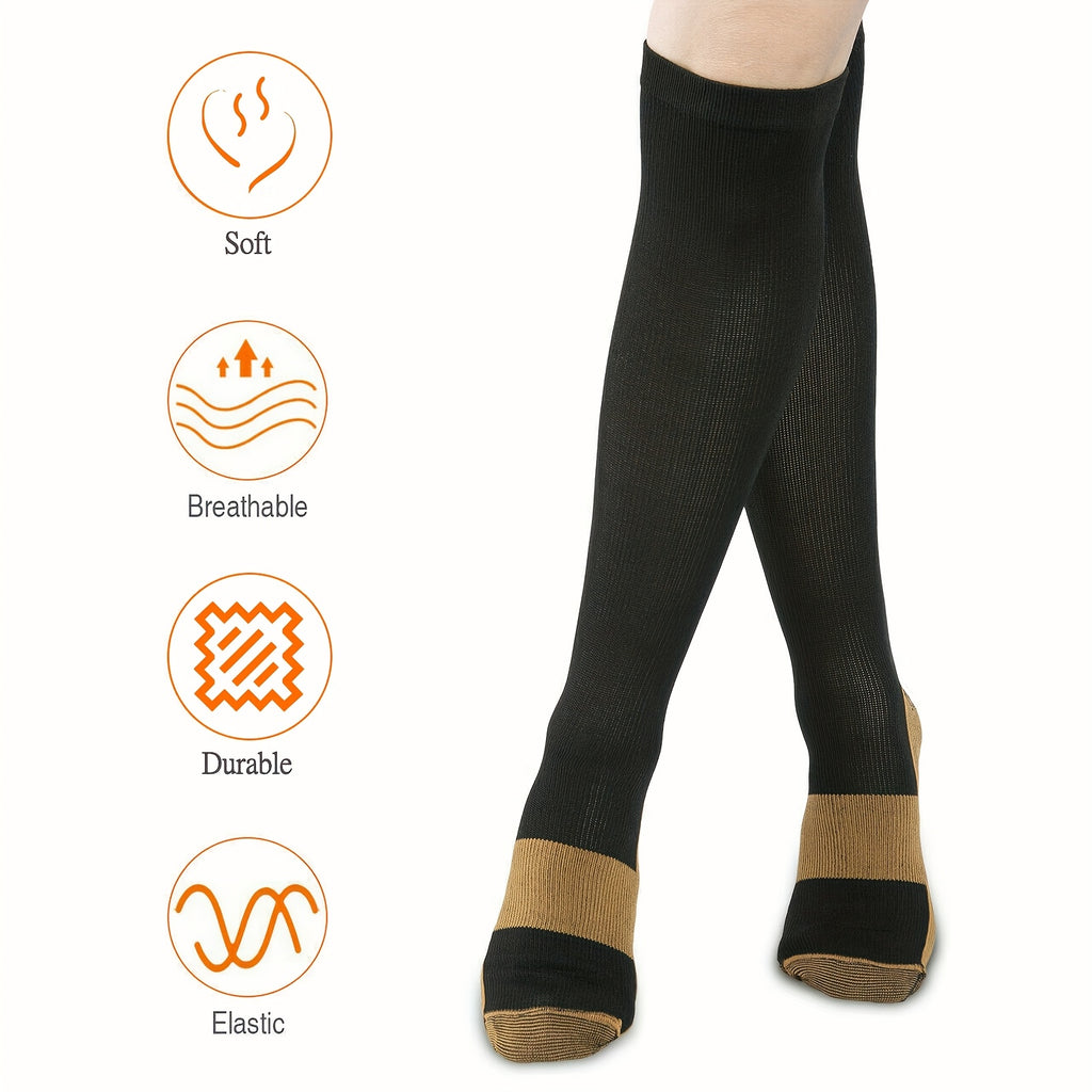10 Pairs Copper Compression Socks Knee High for Women & Men – Circulation Support for Running Hiking Travel Daily Wear S-XXL