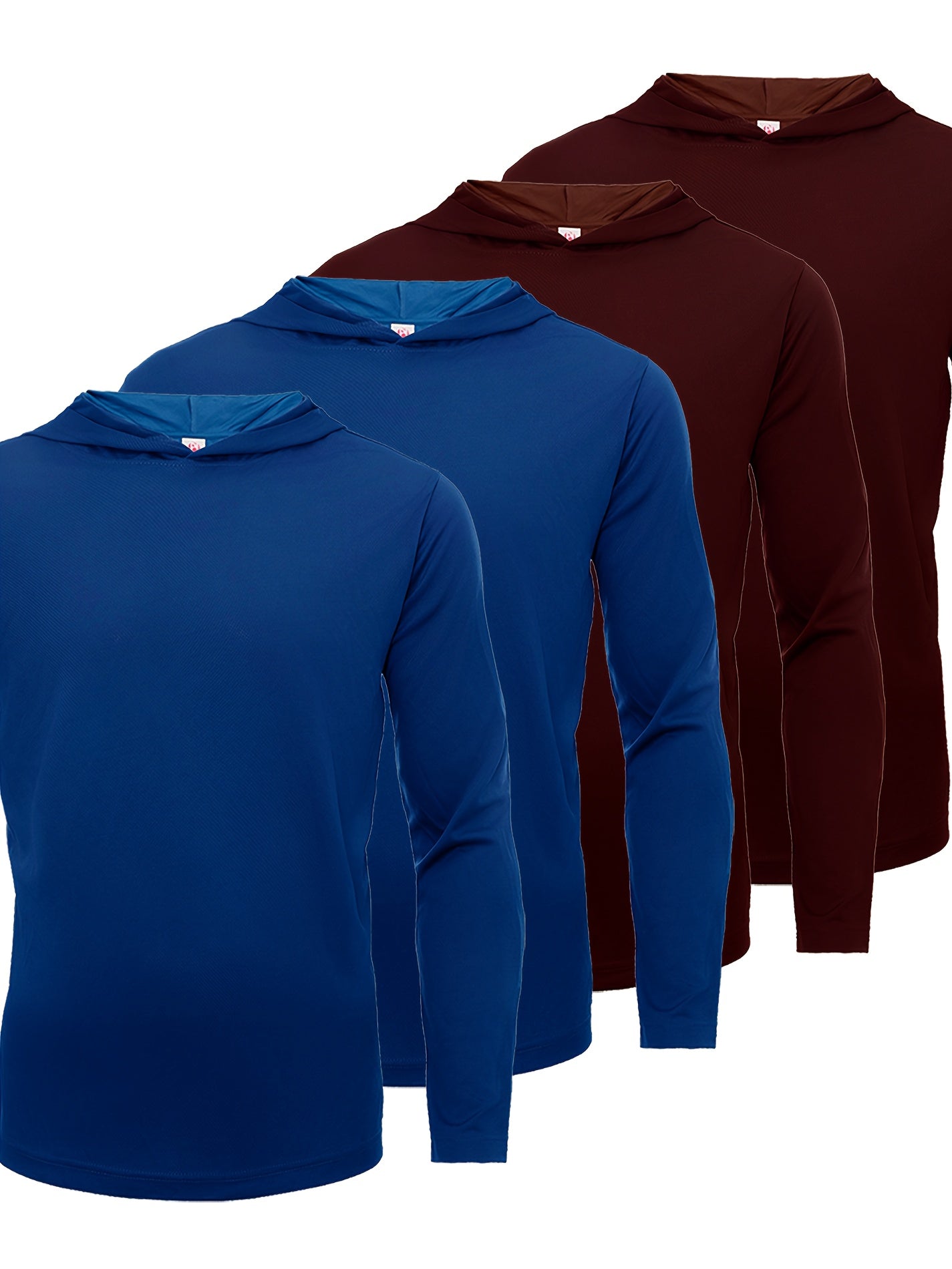 Men's Quick-Dry Pullover Hoodie Sports Top 4-Piece Set – Long Sleeve Hooded Athletic Shirt, Breathable Polyester Activewear for Running Gym Training, 10 Colors Sizes S-XXXL