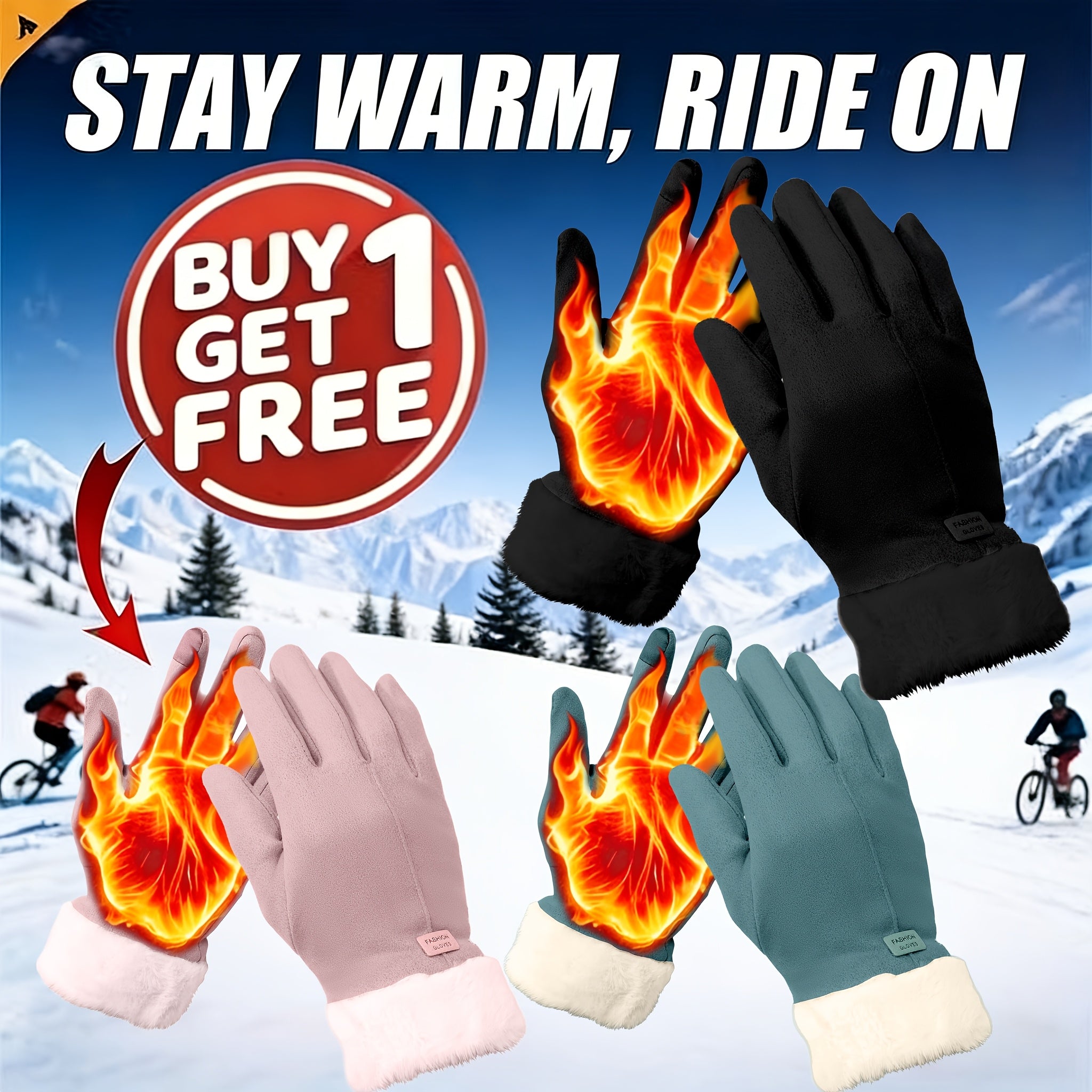 Women's Touchscreen Winter Gloves Windproof Fleece-Lined Thermal - 1/2/3 Pack for Cycling Outdoor Activities, Soft Warm Cold Weather Gloves Black Gray Blue Brown Pink