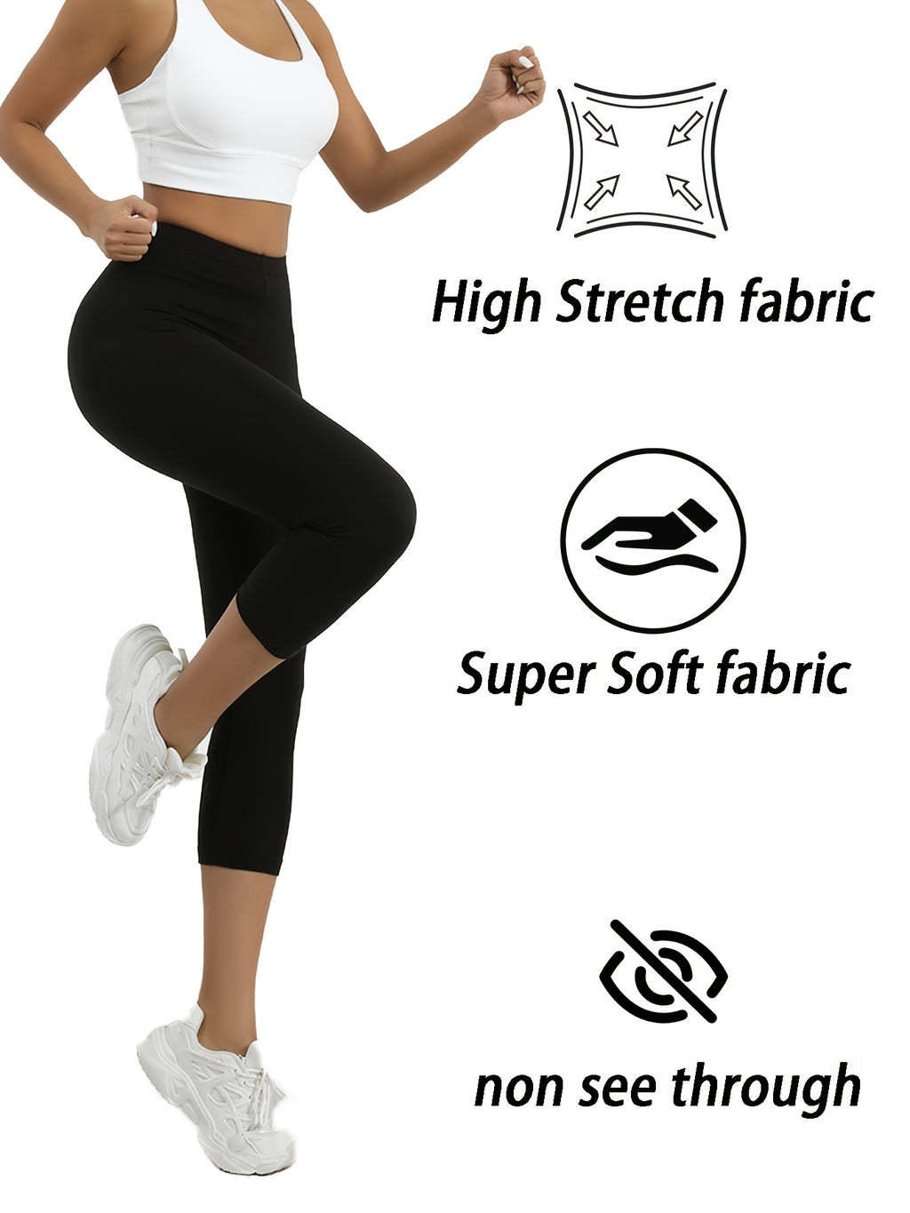 Women's Capri Leggings 5-Pack High Elastic Non-See-Through Athletic Workout Pants - Squat Proof Yoga Running Gym Capris - Soft Stretch Knit Solid Color XS S M L XL XXL Spring Summer Fall