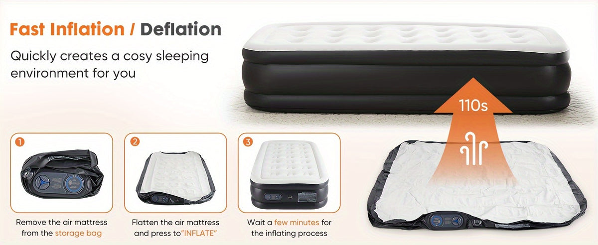 Camping Air Mattress with Pump – Honeycomb Anti-Deformation PVC Inflatable Sleeping Pad, Soft Flocking Top, 2-Person Camp Bed for Backpacking Hiking Outdoor Adventures, Multiple Sizes