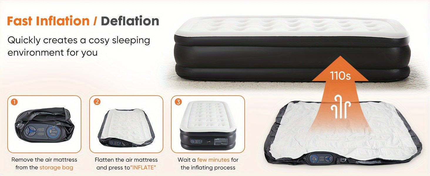 Camping Air Mattress with Pump – Honeycomb Anti-Deformation PVC Inflatable Sleeping Pad, Soft Flocking Top, 2-Person Camp Bed for Backpacking Hiking Outdoor Adventures, Multiple Sizes