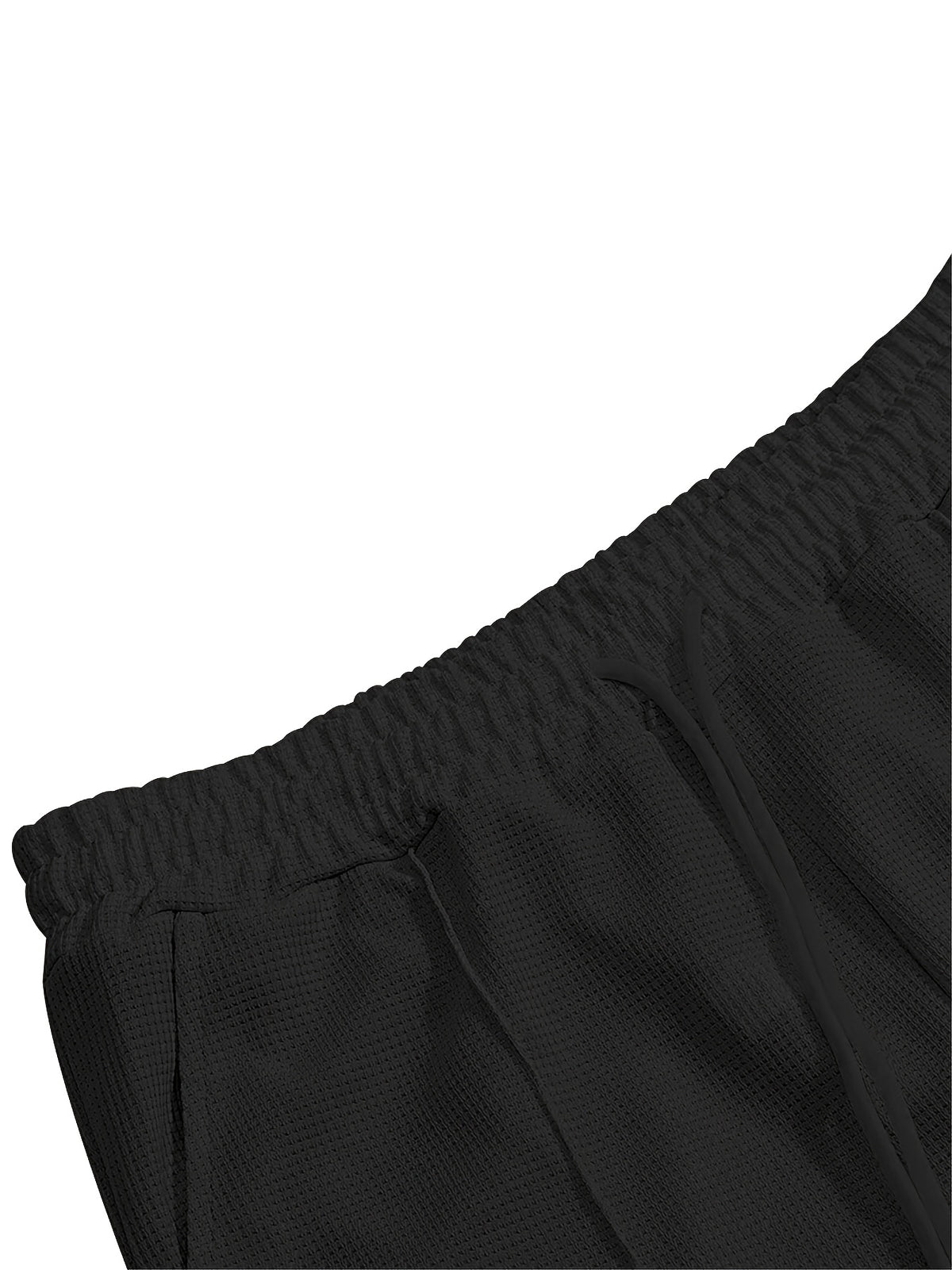 Men's Waffle Long Sleeve Set – 2-Piece Sports & Leisure Tracksuit with Pants, Breathable Polyester Knit, Regular Fit for Spring Autumn Daily Wear, M-XXXL