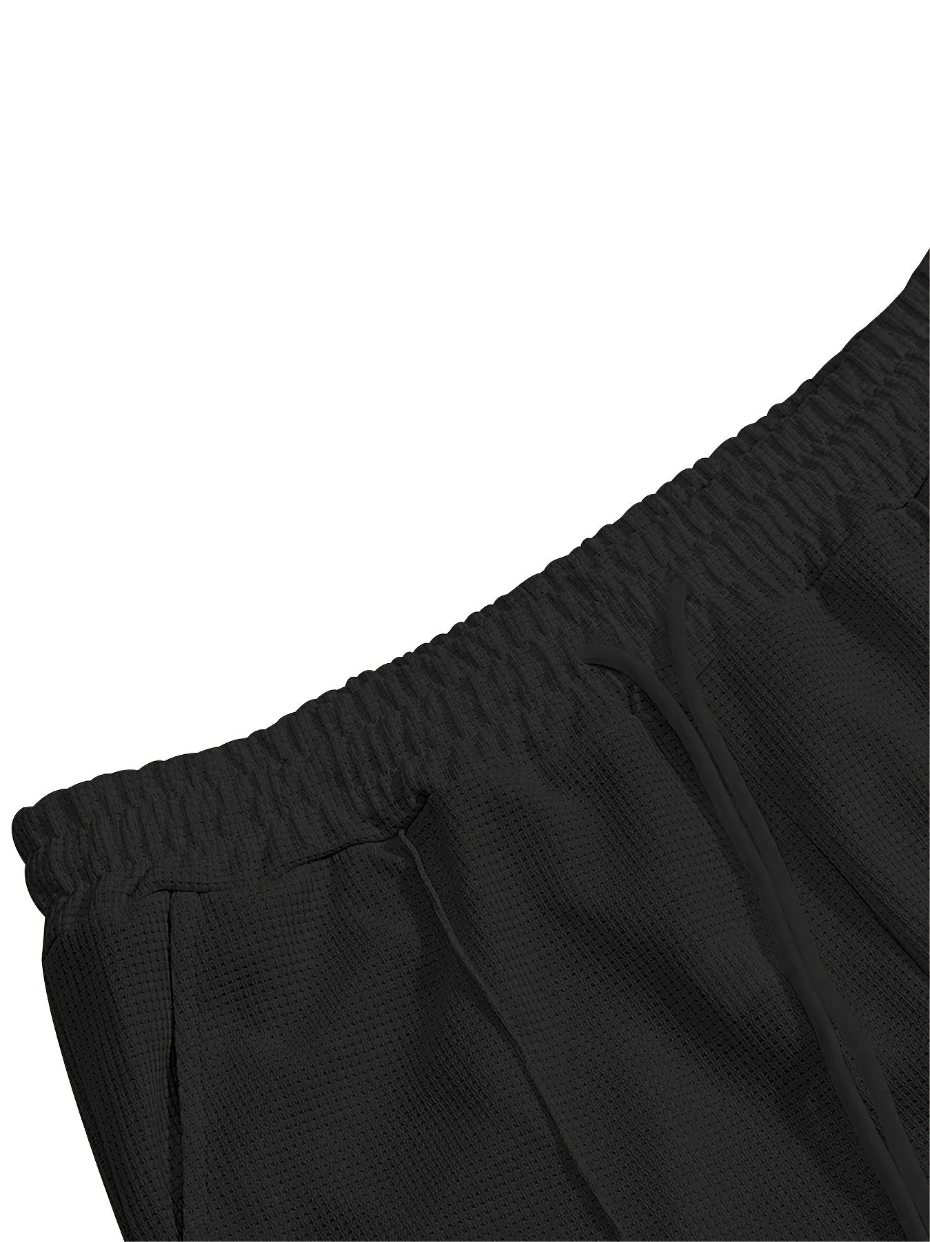 Men's Waffle Long Sleeve Set – 2-Piece Sports & Leisure Tracksuit with Pants, Breathable Polyester Knit, Regular Fit for Spring Autumn Daily Wear, M-XXXL