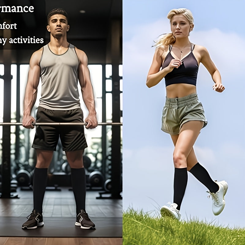 Compression Calf Socks 4 Pack for Women Men, Unisex 3D Compression Technology Calf Sleeves for Sports Running Yoga Fitness, Graduated Compression Leg Socks for Athletic Performance & Recovery