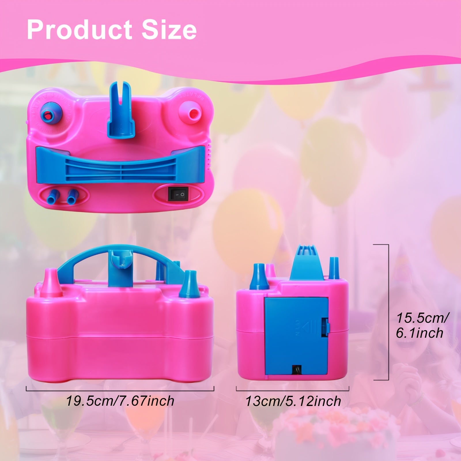 Electric Balloon Pump Portable Inflator Blower Machine with Dual Nozzles and Balloon Tie Tool Fast Inflation for Birthday Party Wedding Holiday Decorations