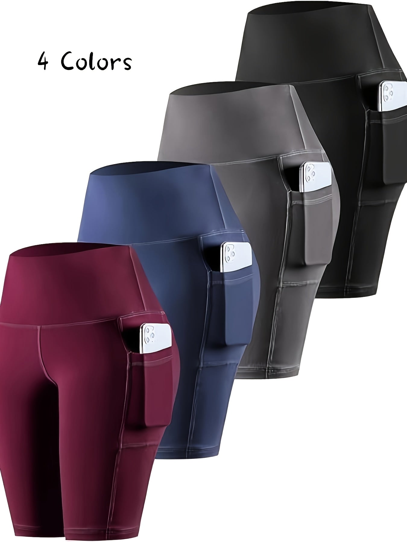 Women's High-Waist Biker Shorts with Pocket – Tummy Control High-Stretch Polyester, XS-XXL, for Gym Workout Yoga Cheerleading Athletic