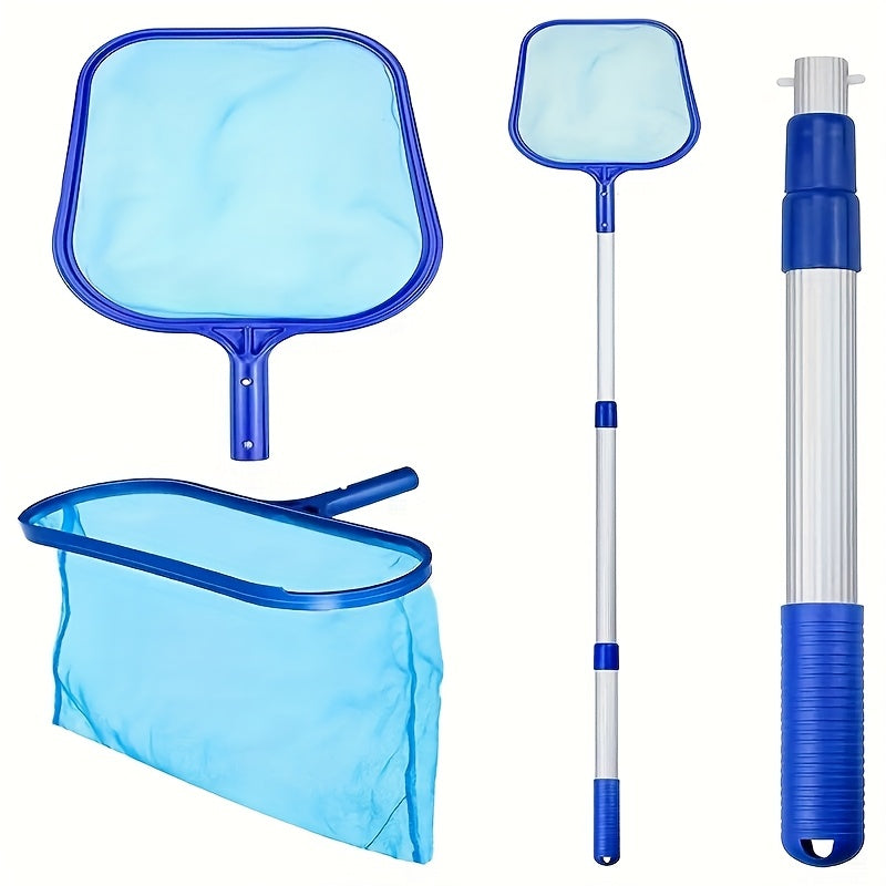 Pool Skimmer Net Set 3 Pack with Adjustable 17-40 Inch Telescopic Pole, Fine Mesh Leaf Skimmer for Swimming Pool Hot Tub Spa Fountain, Pool Cleaning Net with Extendable Handle