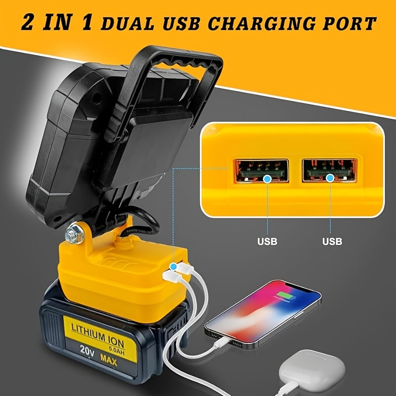 Cordless LED Work Light 140° Rotating Floodlight – Compatible with Makita 18V & Milwaukee M18, Ultra-Bright Job Site Construction Light for Garage, Auto Repair & DIY (Battery Not Included)