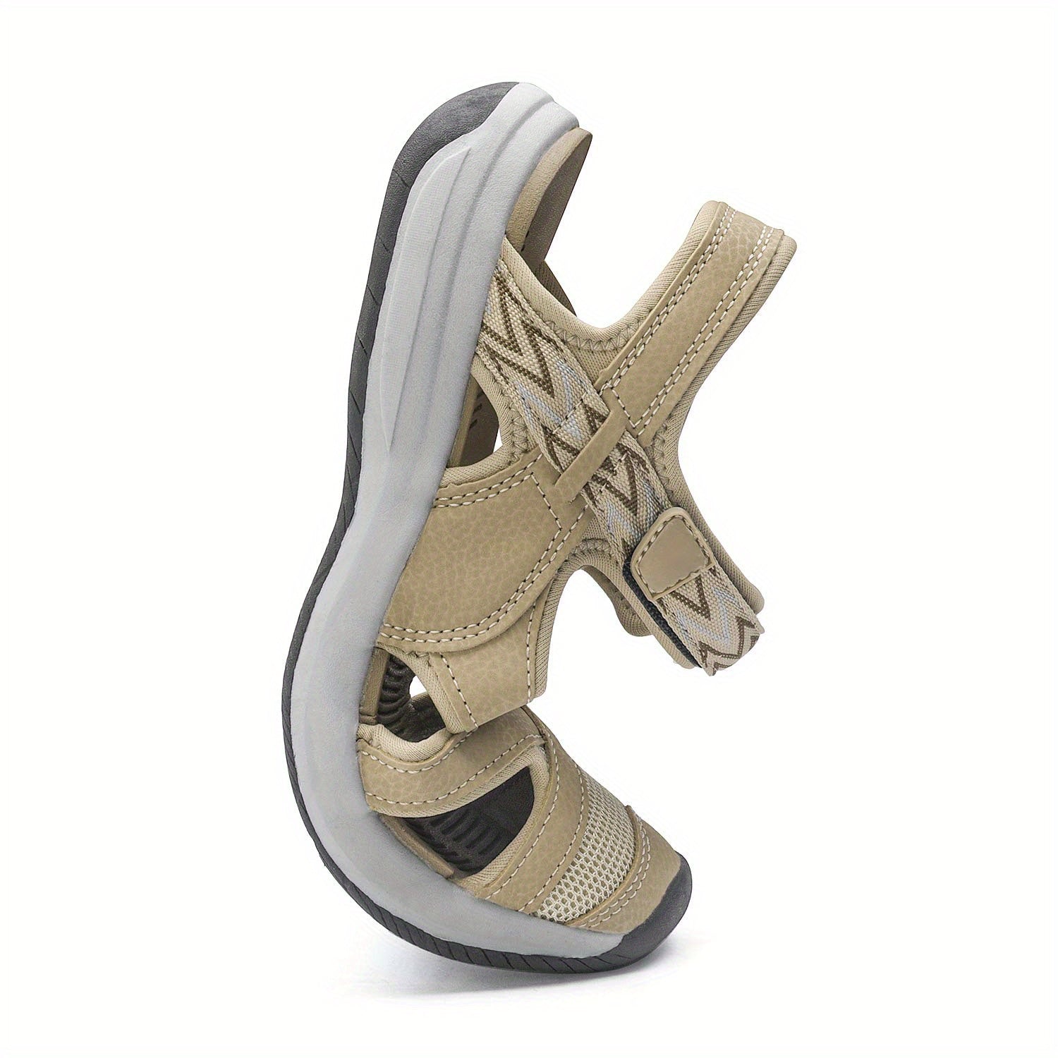 Women's Outdoor Hiking Sandals Summer Sport Athletic Walking Sandals – Breathable Cap Toe TPR Sole Hook-Loop Closure Lightweight Trail Travel Camping Beach Khaki Black Blue Grey US 5-11
