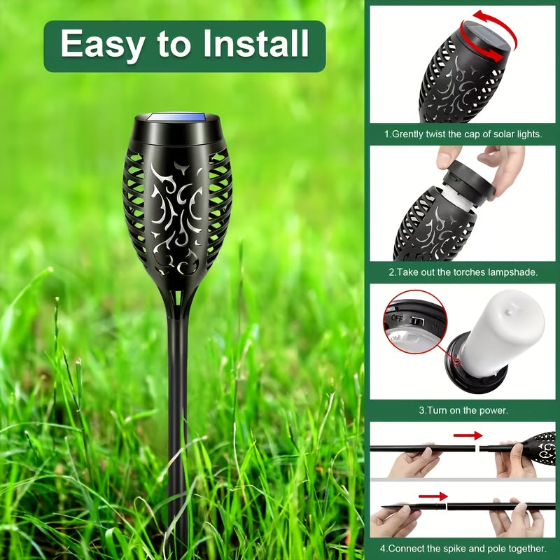 Solar Torch Lights Outdoor Flame Effect LED Garden Yard Decor Waterproof IP55 Warm White Colored 2 8 10 20 Pack