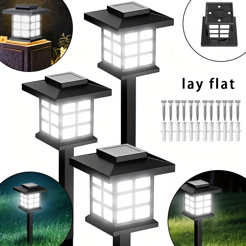 Solar Pathway Lights Outdoor IP55 Waterproof LED 10-Hour Runtime – Garden Driveway Landscape Stake Lights Auto Dusk-to-Dawn – Warm White & Color-Changing – 6 12 24 Pack