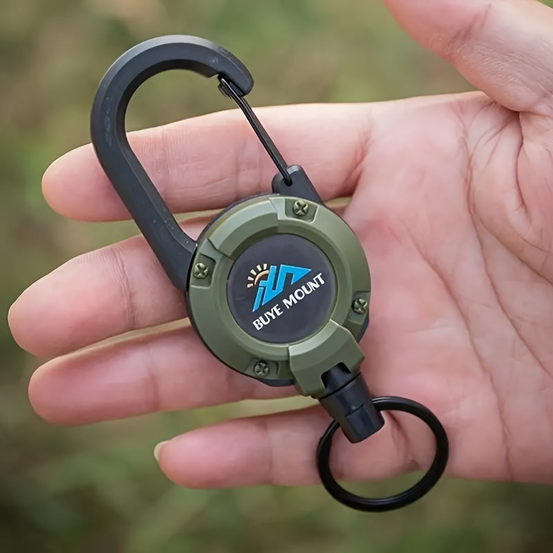 Tactical Retractable Keychain Set with Compass Multi-Tool Badge Clip Heavy Duty Steel Wire Rope Lanyard for Camping Hiking Fishing EDC