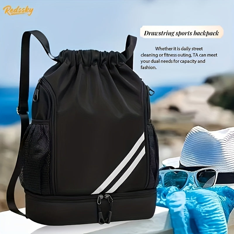 Drawstring Sports Backpack Gym Bag Lightweight for Men & Women – Basketball, Yoga & Fitness Bag with Shoulder Strap, Polyester Lining & Drawstring Pouch