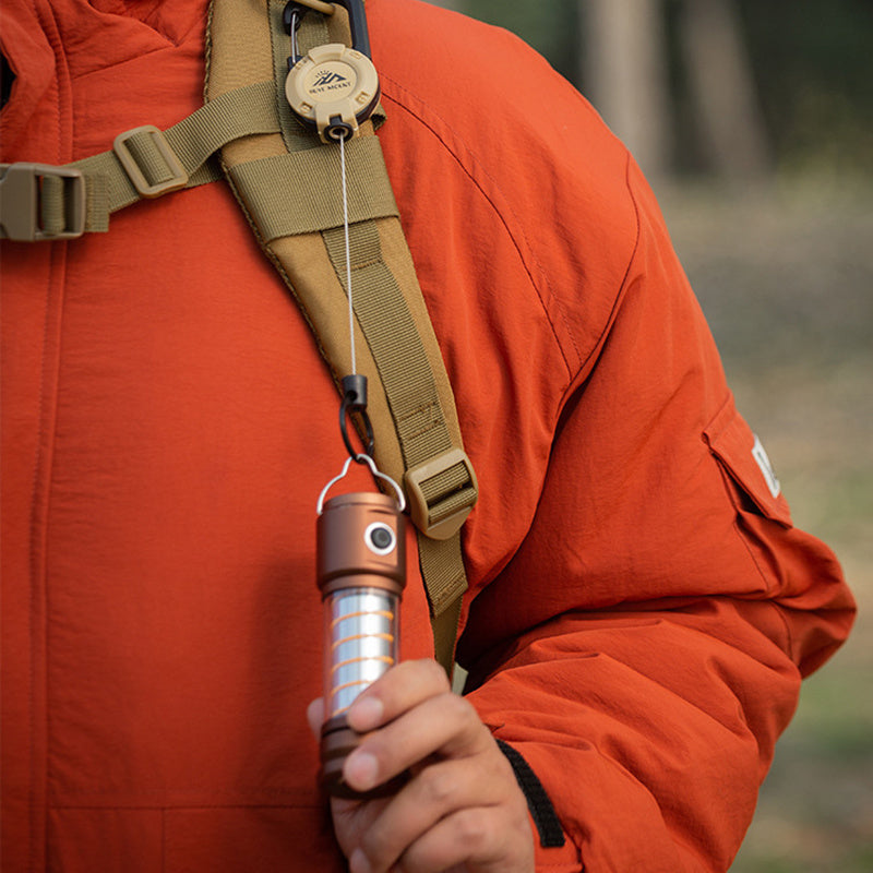 Tactical Retractable Keychain Set with Compass Multi-Tool Badge Clip Heavy Duty Steel Wire Rope Lanyard for Camping Hiking Fishing EDC