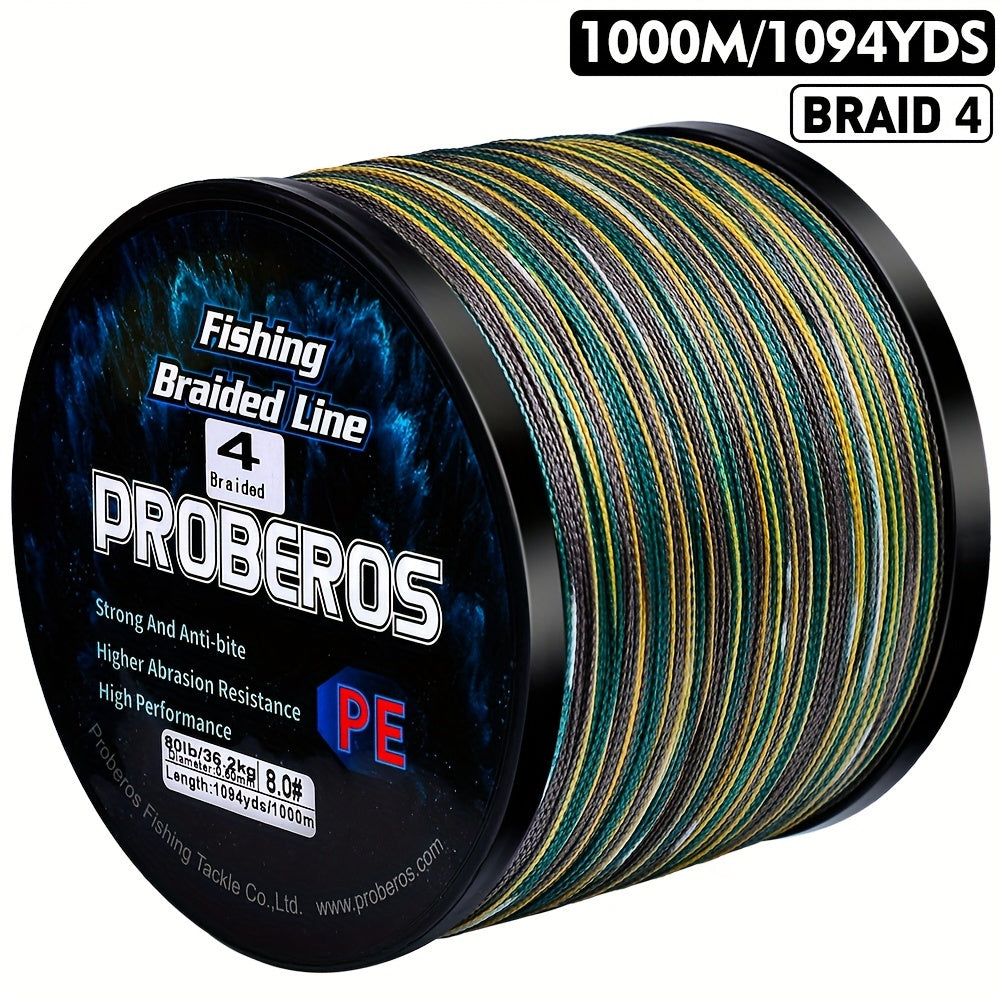Braided Fishing Line 4 Strand 1094 Yards Abrasion Resistant Zero Stretch Super Strong 6LB-80LB Test Freshwater Saltwater Fishing Line Gray Green Blue Camouflage Green Camouflage